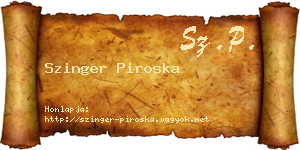 Szinger Piroska névjegykártya